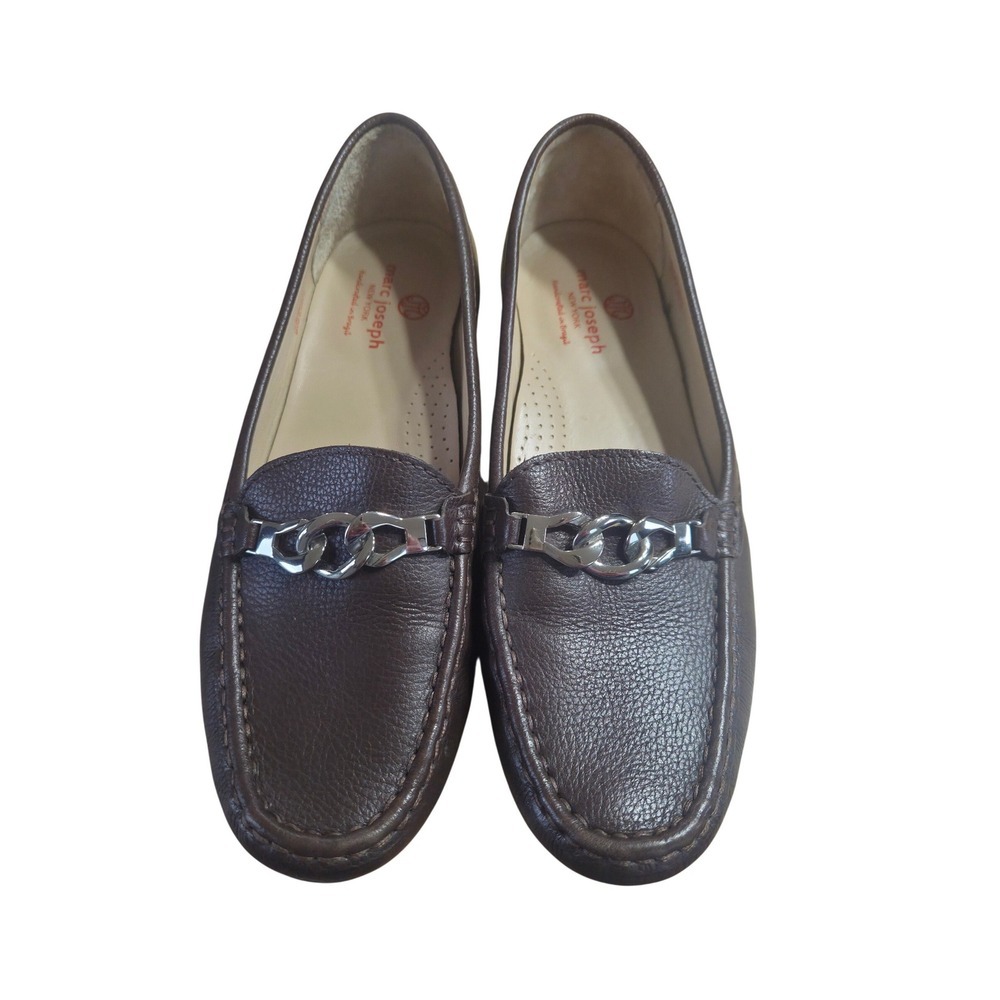 Marc Joseph New York Wooster St Brown Leather Chain Loafers Womens 10.5 Brazil